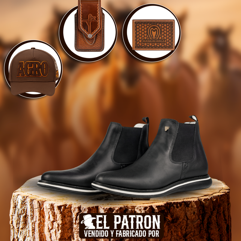 Kit Bota Imperio en Cuero Legítimo con Plantilla Ortopédica +BONOS: Gorra, Billetera y Funda con Cuchillo
