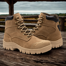 Kit Bota Toro de Cuero Legítimo con Plantilla Ortopédica y Punta de Acero +REGALOS: Vaso Térmico, Cuchillo con Funda y Reloj Táctico