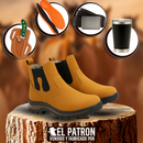 Kit Bota Motano de Cuero Legítimo con Suela Antideslizante +REGALOS: Plantilla Ortopédica, Cinturón, Cuchillo con Funda y Vaso Térmico