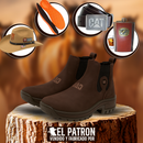 Kit Bota Leonor de Cuero Legítimo con Suela Antideslizante +REGALOS: Plantilla Ortopédica, Sombrero, Cinturón y Cantimplora