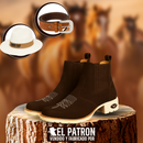 Kit Bota Pampa de Cuero Legítimo con Plantilla Ortopédica +REGALOS: Cinturón de Cuero y Sombrero