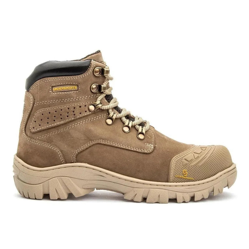 Kit Bota Toro de Cuero Legítimo con Plantilla Ortopédica y Punta de Acero +REGALOS: Vaso Térmico, Cuchillo con Funda y Reloj Táctico