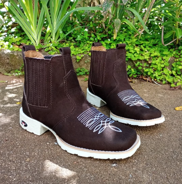 Kit Bota Patrón de Cuero Legítimo con Plantilla Ortopédica +REGALOS: Sombrero, Billetera, Cinturón, Cuchillo y Vaso Térmico